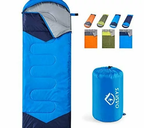 41I 6svxVfL 500x445 - oaskys Camping Sleeping Bag - 3 Season Warm & Cool Weather - Summer, Spring, Fall, Lightweight, Waterproof for Adults & Kids - Camping Gear Equipment, Traveling, and Outdoors