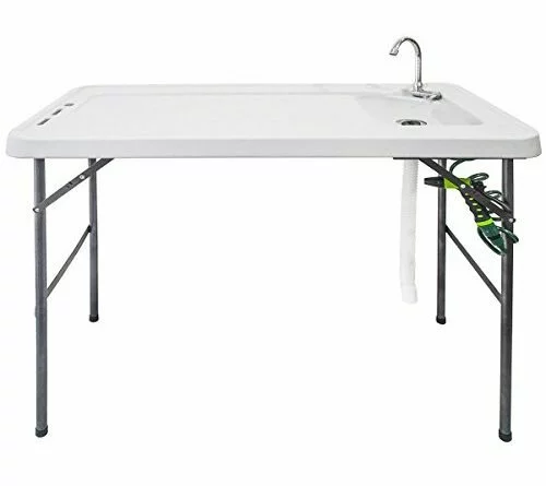 41THuyF94GL 500x445 - Goplus Folding Fish Table Fillet Hunting Cleaning Cutting Camping Sink Table Faucet with Sprayer and Drain Hose